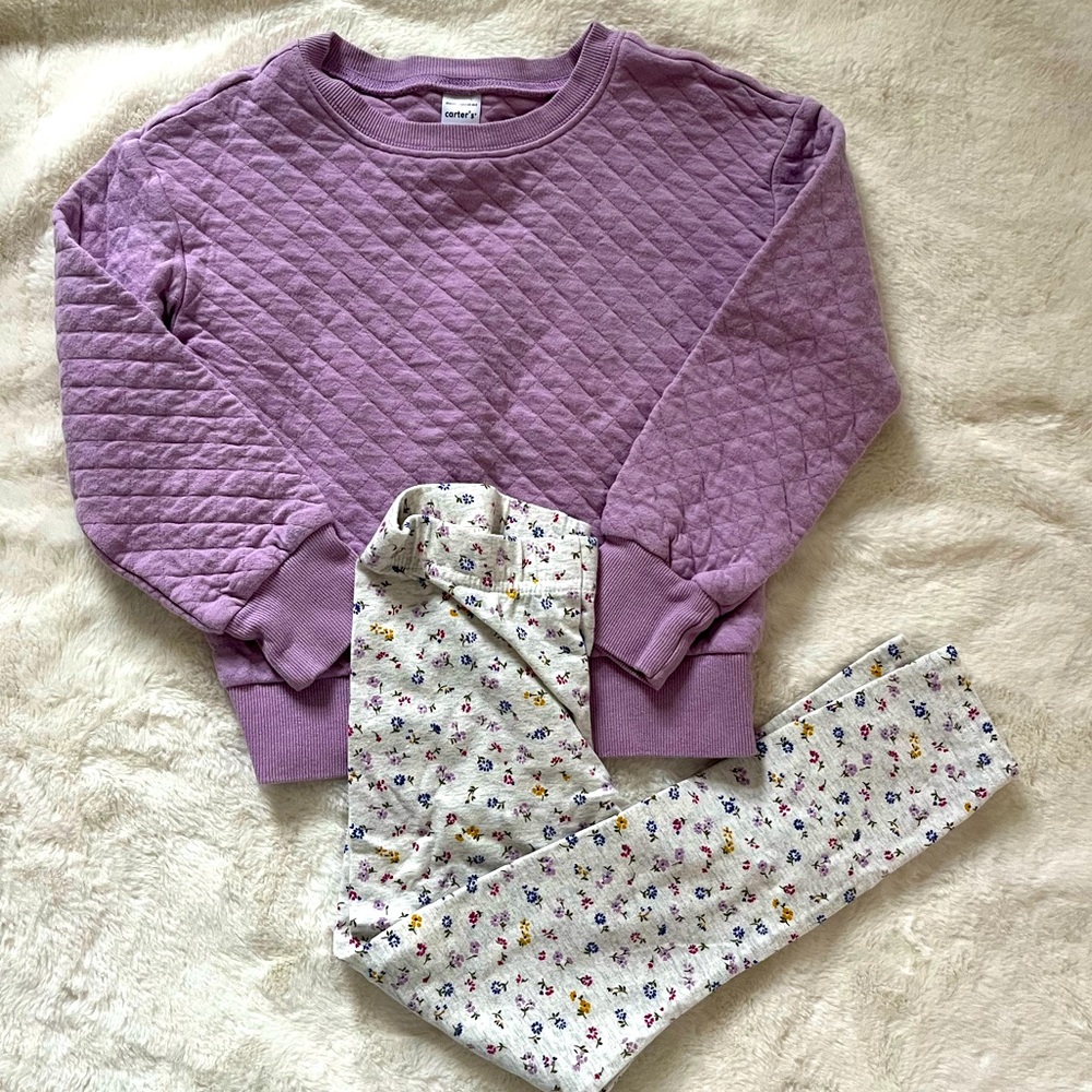 Carters Girls Quilted Top & Floral Leggings Set- size 7 - Picture 3 of 6